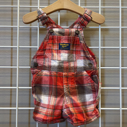 Osh Kosh Plaid Short Overalls - 6m