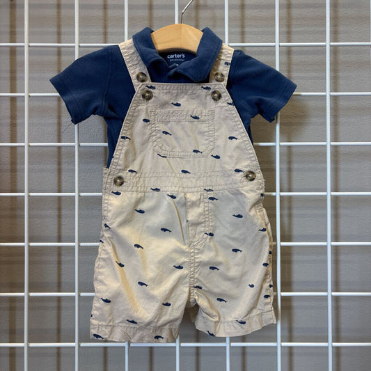 Carter's SS Polo/Whale Overall Set - 9m