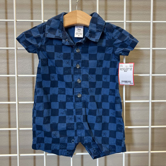 Carter's Check SS Polo Romper - 3m