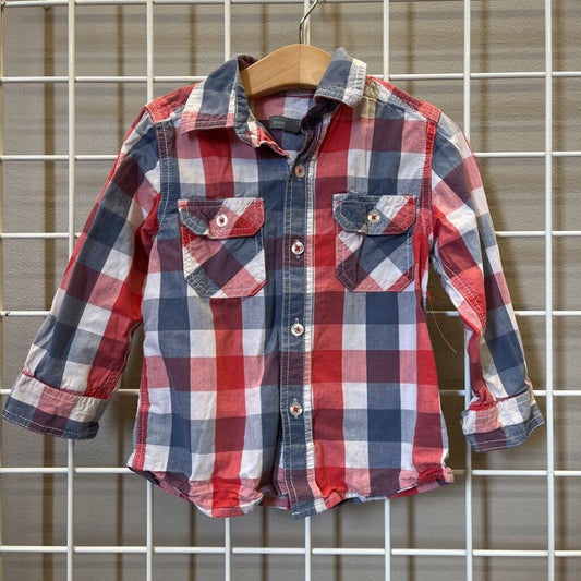 Pumpkin Patch Plaid LS Button Up 3T