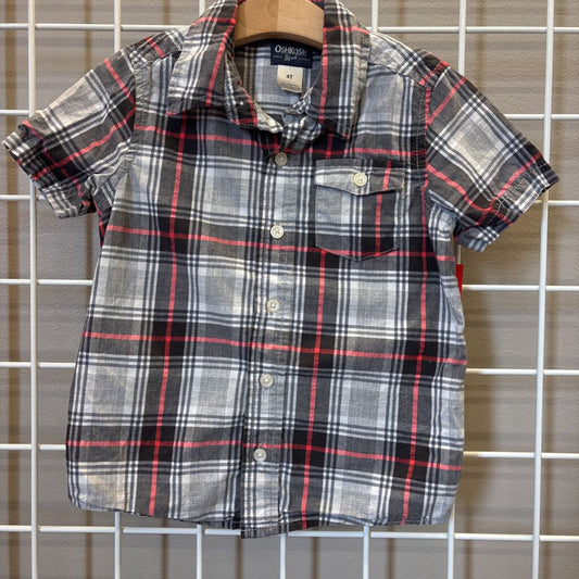 Osh Kosh Plaid SS Button Up - 4T