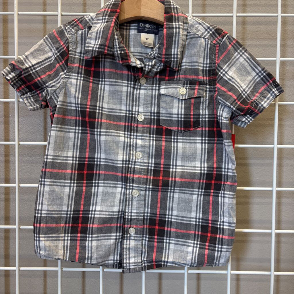 Osh Kosh Plaid SS Button Up - 4T