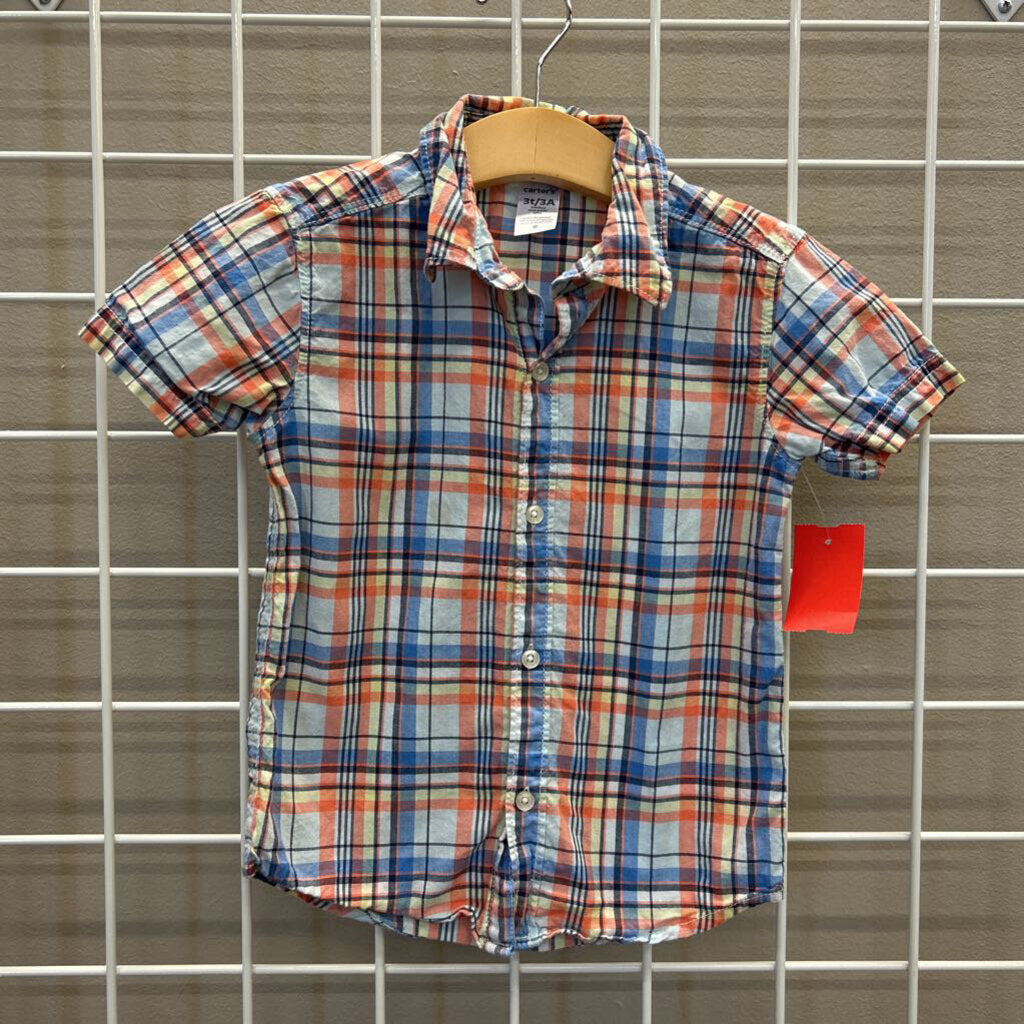 Carter's Plaid SS Button Up - 3T
