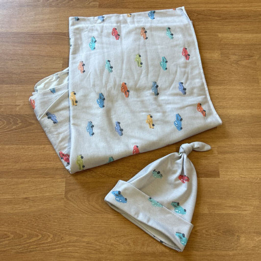 Toby Baby Truck Swaddle Blanket w/ Hat