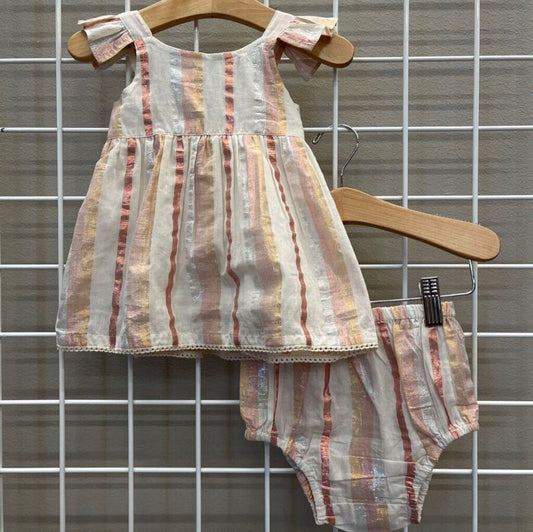 Yo Baby Sparkle Stripe Tank Dress w/ Bloomers - 6/9m