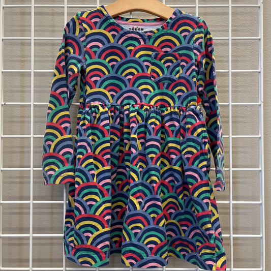 Mini Boden Rainbow LS Dress (wash wear) - 6/7