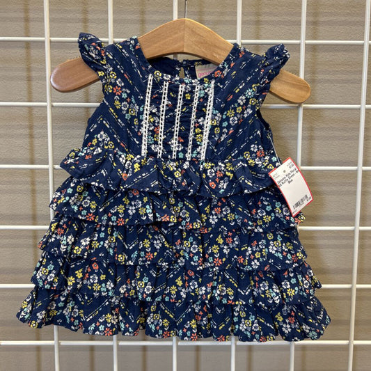 Genuine Kids Floral SS Ruffle Dress - 6m