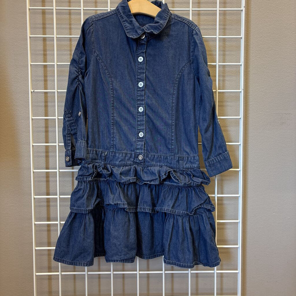 Guess Ruffle Denim LS Dress - 10/12