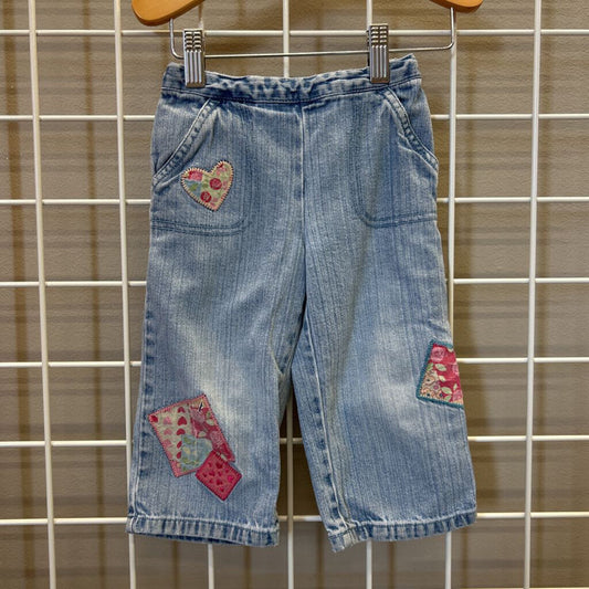 Hanna Andersson Wide Leg Patchwork Jeans (wear on patches) - 3T
