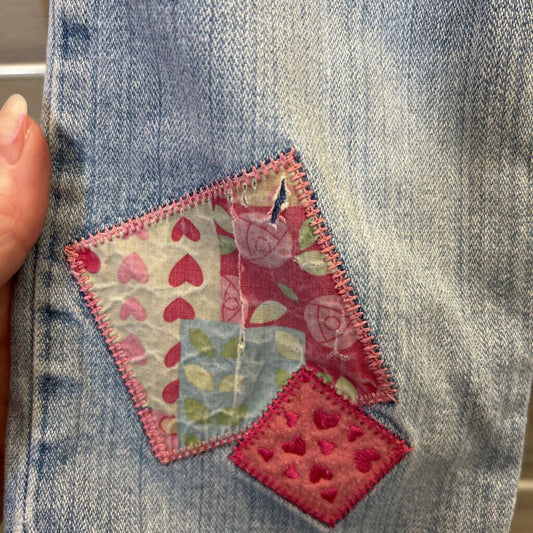 Hanna Andersson Wide Leg Patchwork Jeans (wear on patches) - 3T