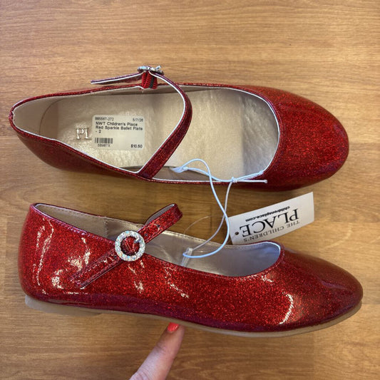 NWT Children's Place Red Sparkle Ballet Flats - 2
