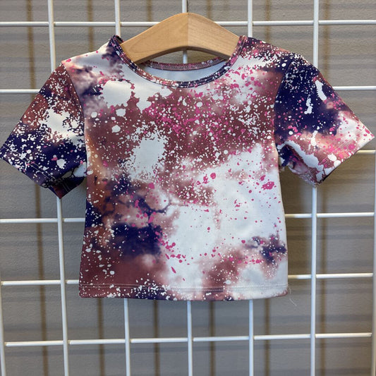 Zara Splatter Tie Dye Active SS Crop Top - 6/7