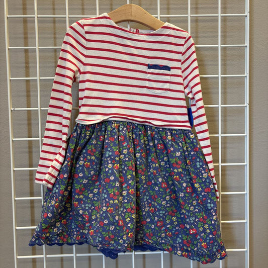 Mini Boden Striped/Floral LS Dress - 5/6