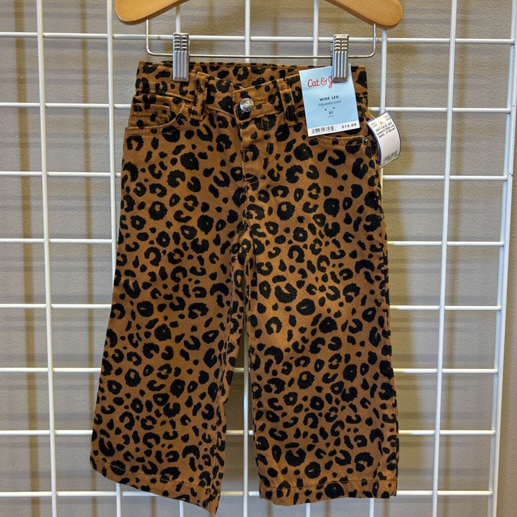 NWT Cat & Jack Leopard Wide Leg Jeans - 2T