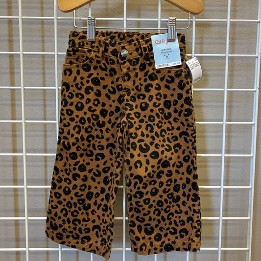 NWT Cat & Jack Leopard Wide Leg Jeans - 2T