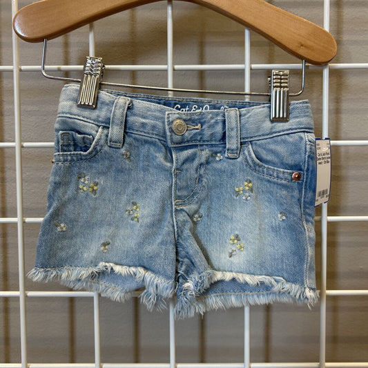 Cat & Jack Floral Denim Shorts (some wear) - 12m