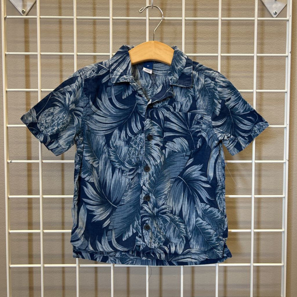 Old Navy Palm Linen SS Button Up - 5T