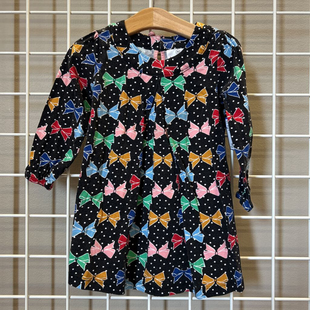 Hanna Andersson Bow LS Dress (wash wear) - 3T