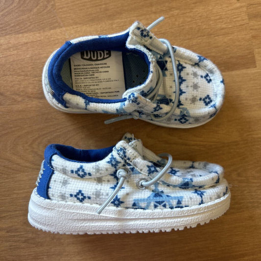 Hey Dude White/Blue Shoes - 5