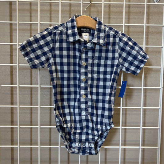 Osh Kosh Plaid SS Button Up Onesie - 18m