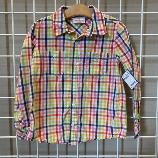 Hanna Andersson Plaid LS Button Up - 5T