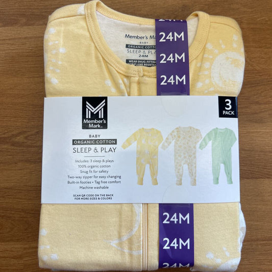NEW Member's Mark Zip Sleeper 3 Pack - 24m