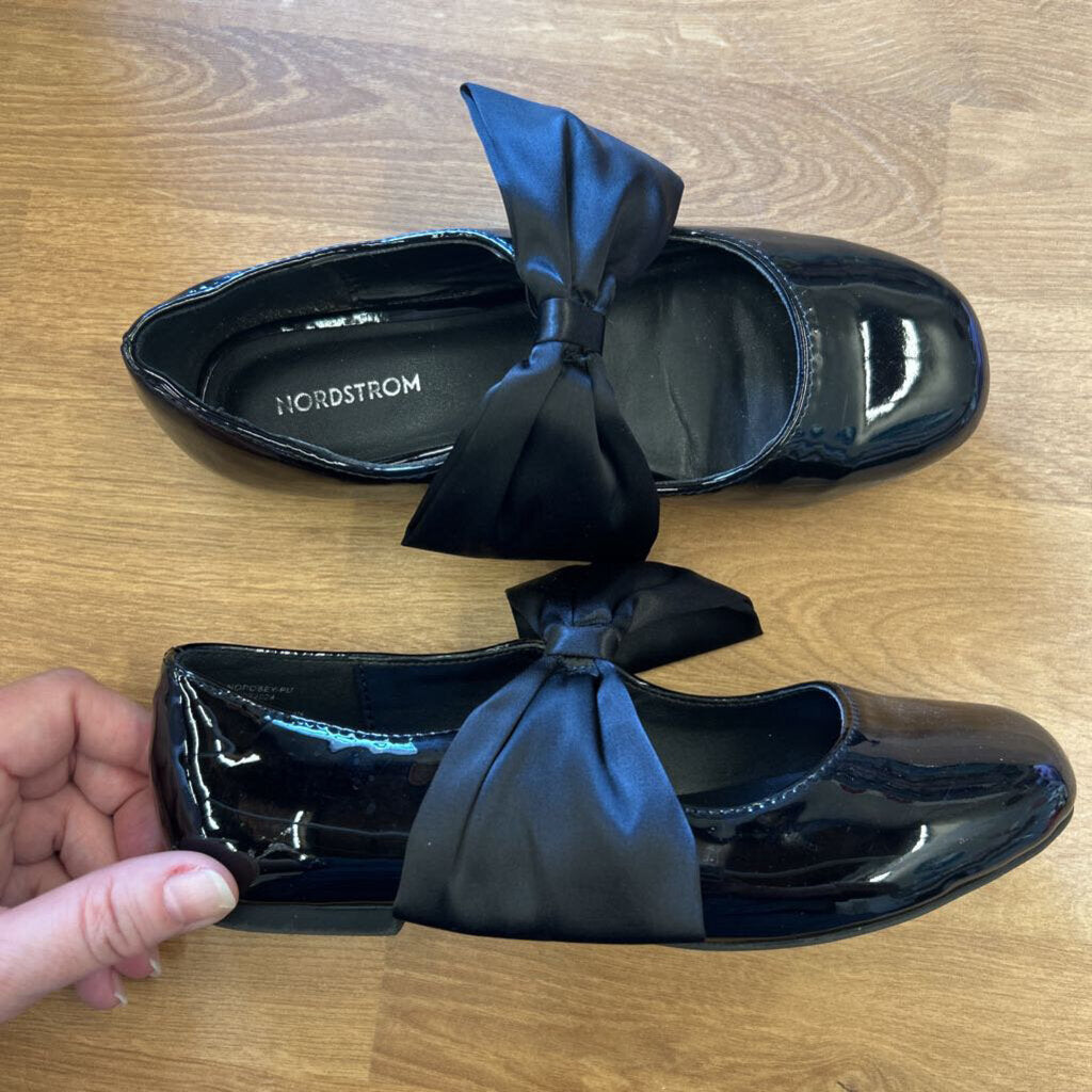 Nordstrom Black Patent Bow Ballet Flats - 2