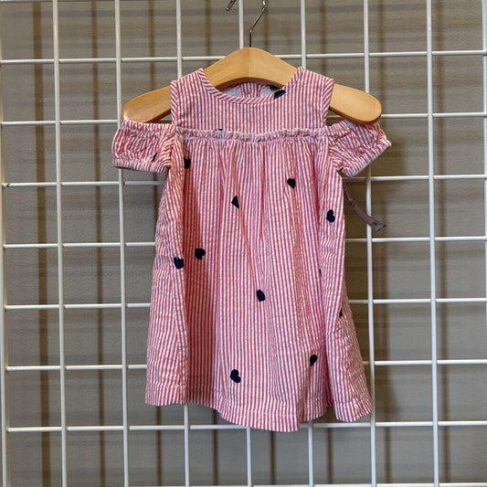Dip Stripe Heart SS Dress - 6/12m