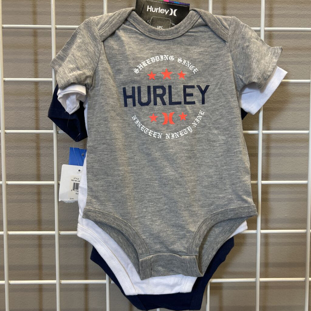 NWT Hurley SS Onesies Set of 3 - 3/6m