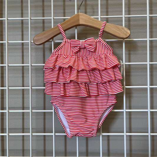 Janie & Jack Stripe Ruffle One Pc Swim - 6/12m