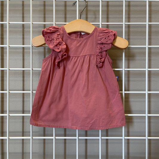 H&M Eyelet Ruffle SS Tee - 9m