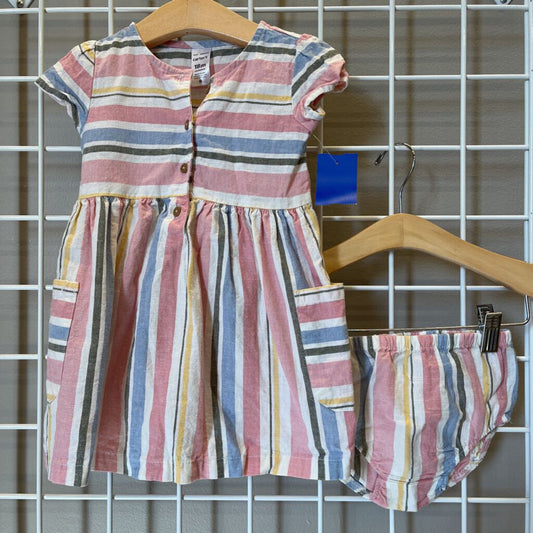 Carter's Stripe SS Dress w/ Bloomers - 18m