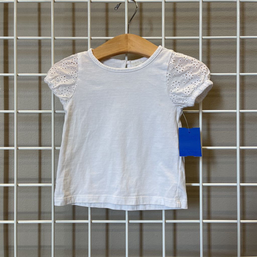 H&M Eyelet Sleeve SS Tee - 9m