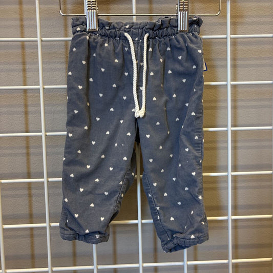 H&M Heart Corduroy Lined Pants - 6m