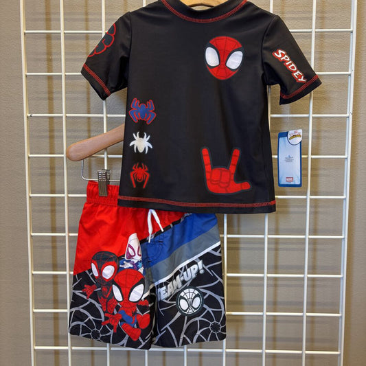 NWT Spidey & Friends Swim Tee & Boardshorts Set - 3T