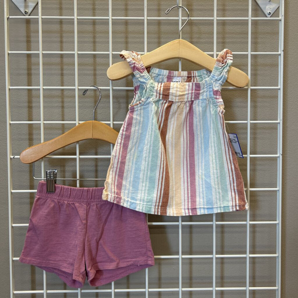 Carter's Linen Striped Tank / Short Set 18m