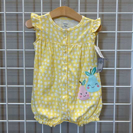 NWT Carter's Pear Dots Bubble Romper 12m