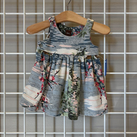 Tea Flower Tank Button Dress - 3/6m