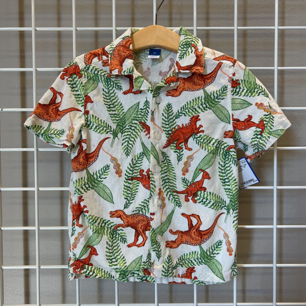 Old Navy Dino SS Button Up - 5T