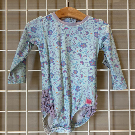 Ruffle Butts Floral LS One Pc Swim - 18/24m
