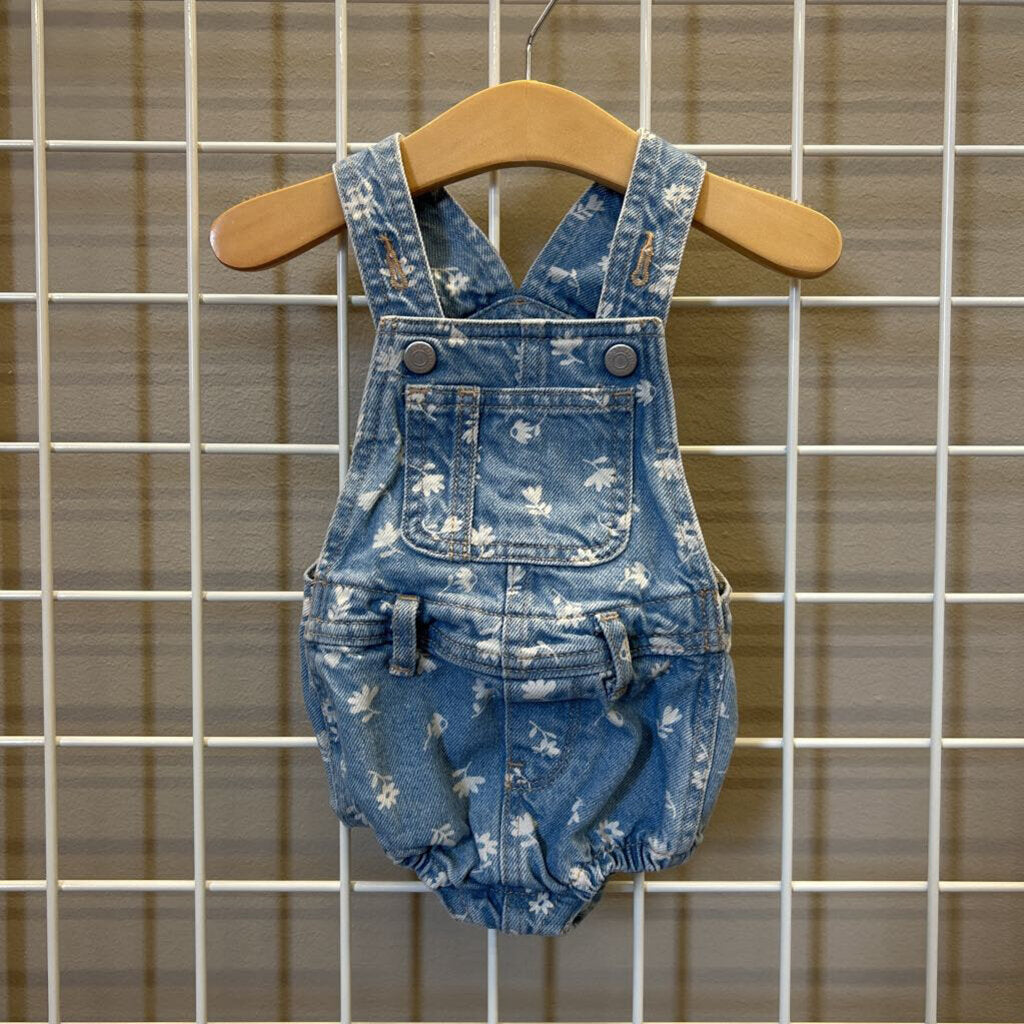 Old Navy Floral Denim Bubble Romper - 6/12m