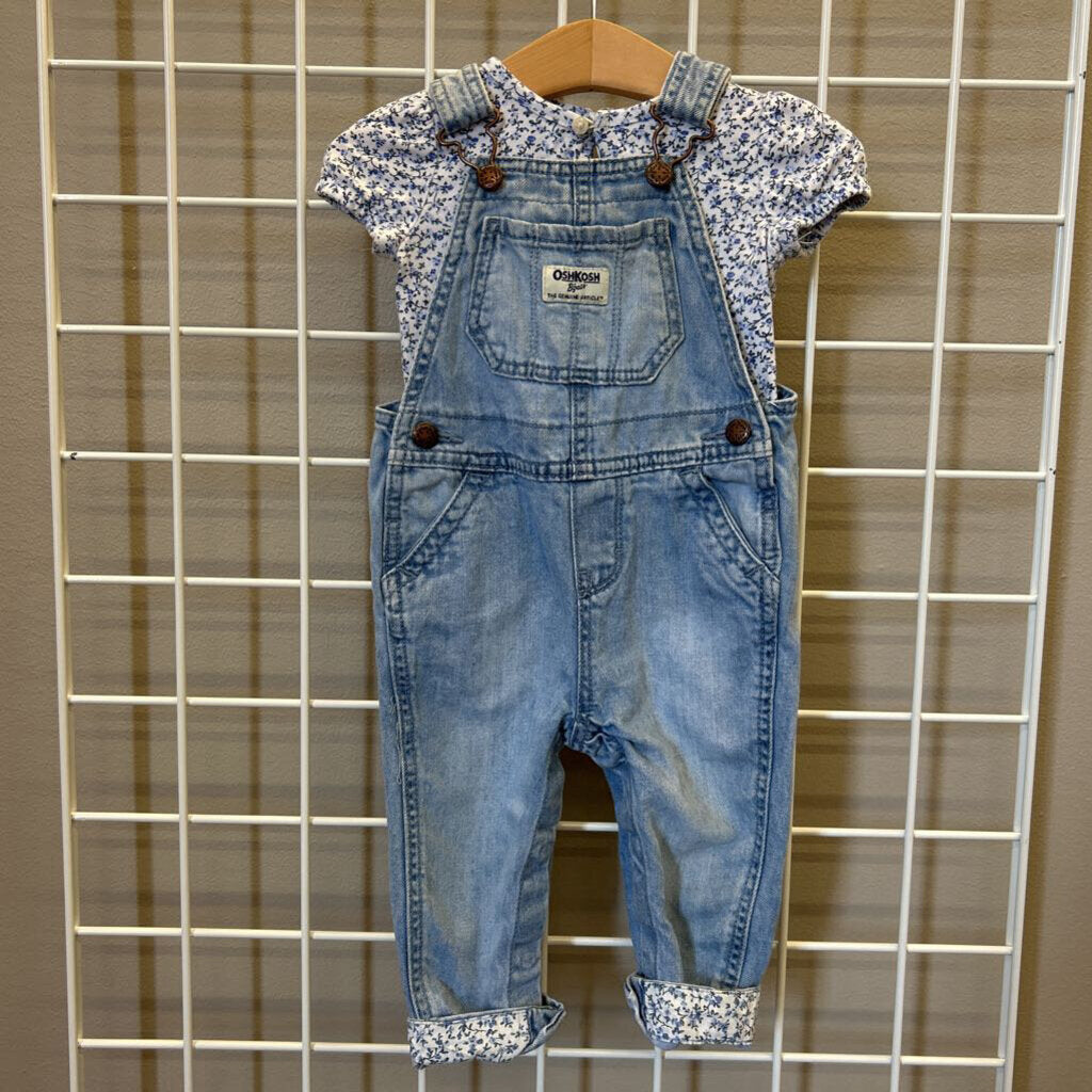 Osh Kosh Floral Overall Two Pc Set - 12m