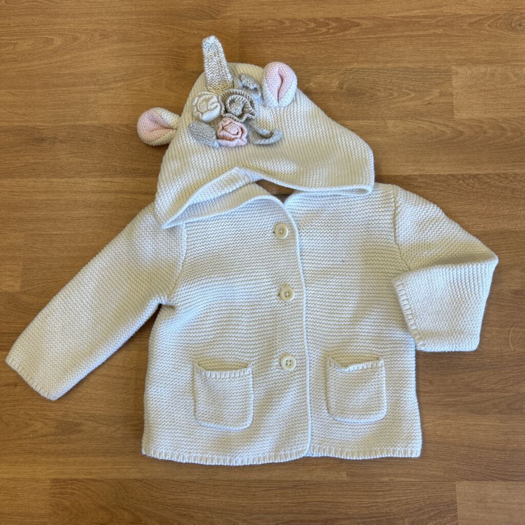Baby Gap Unicorn Knit Cardigan - 6/12m