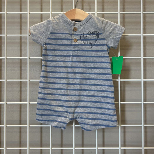 Carter's Striped SS Sloth Romper - 3m