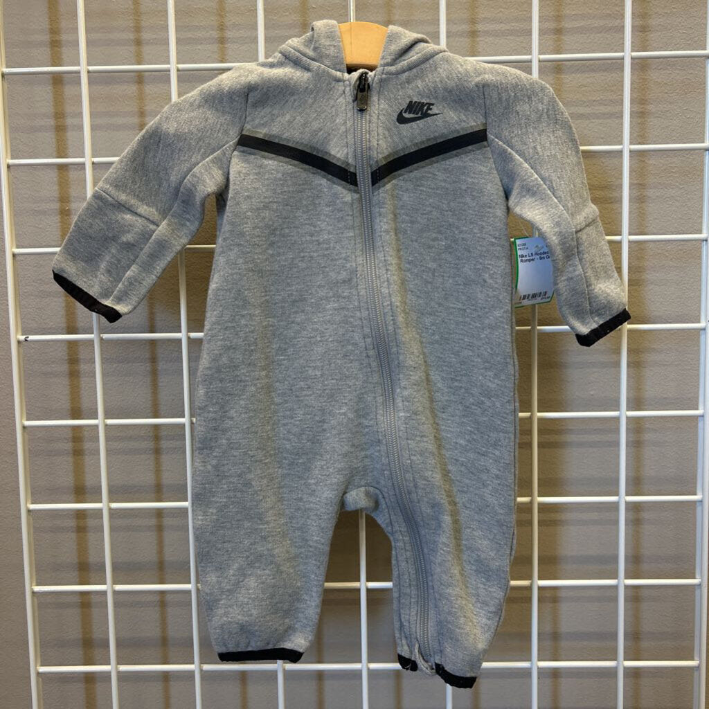 Nike LS Hooded Zip Romper - 6m