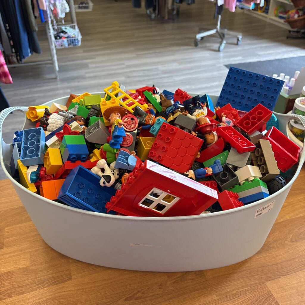 Bin of Duplo Blocks (bin not included)