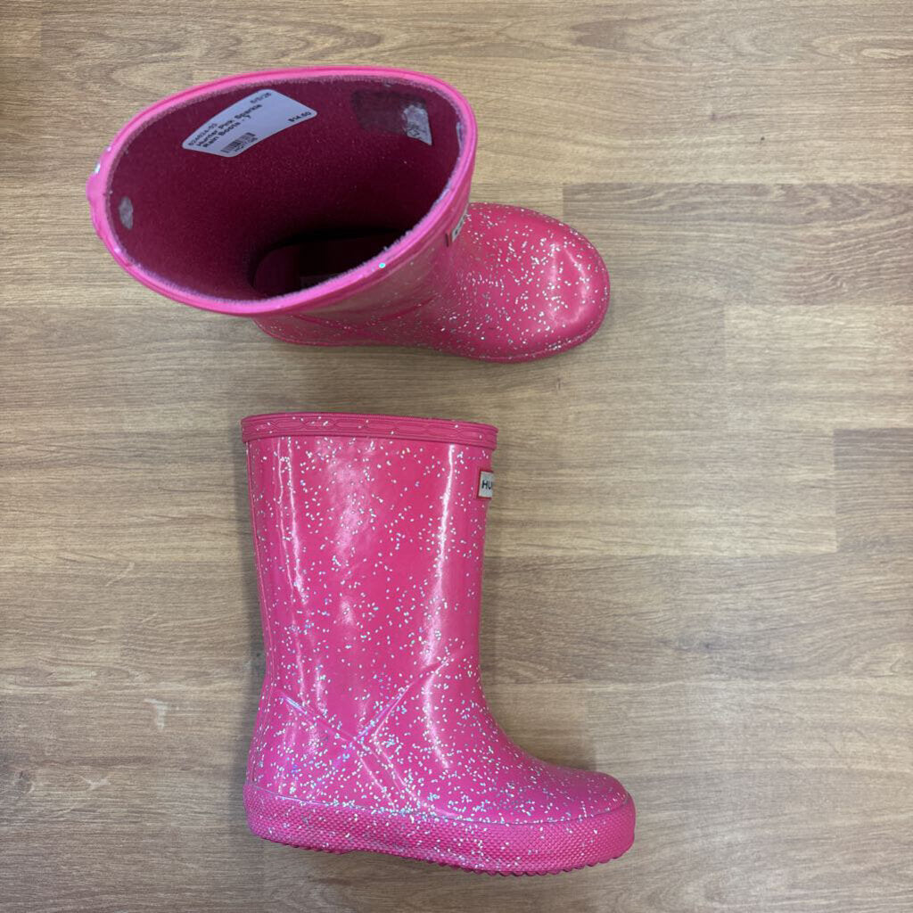 Hunter Pink Sparkle Rain Boots - 7