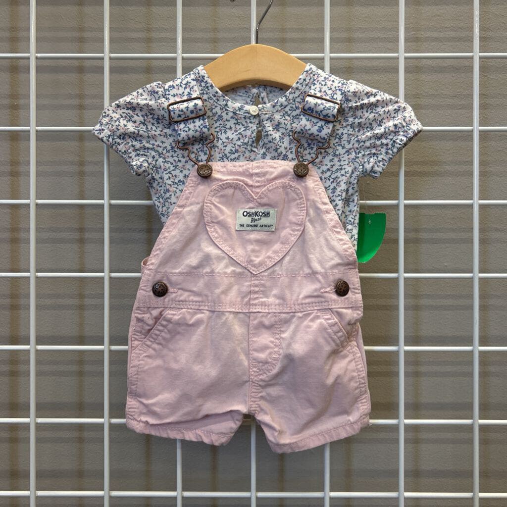 Osh Kosh Floral Short Overall Set - 3m