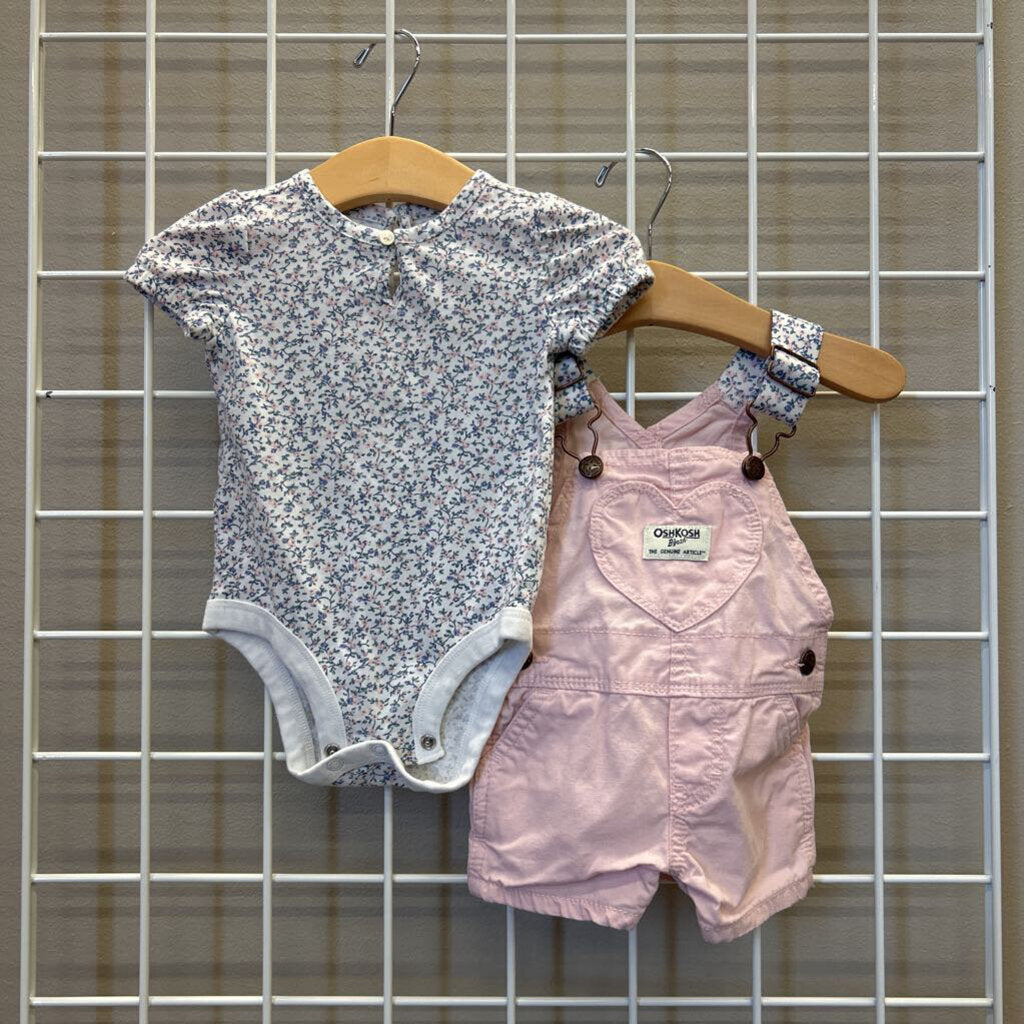 Osh Kosh Floral Short Overall Set - 3m