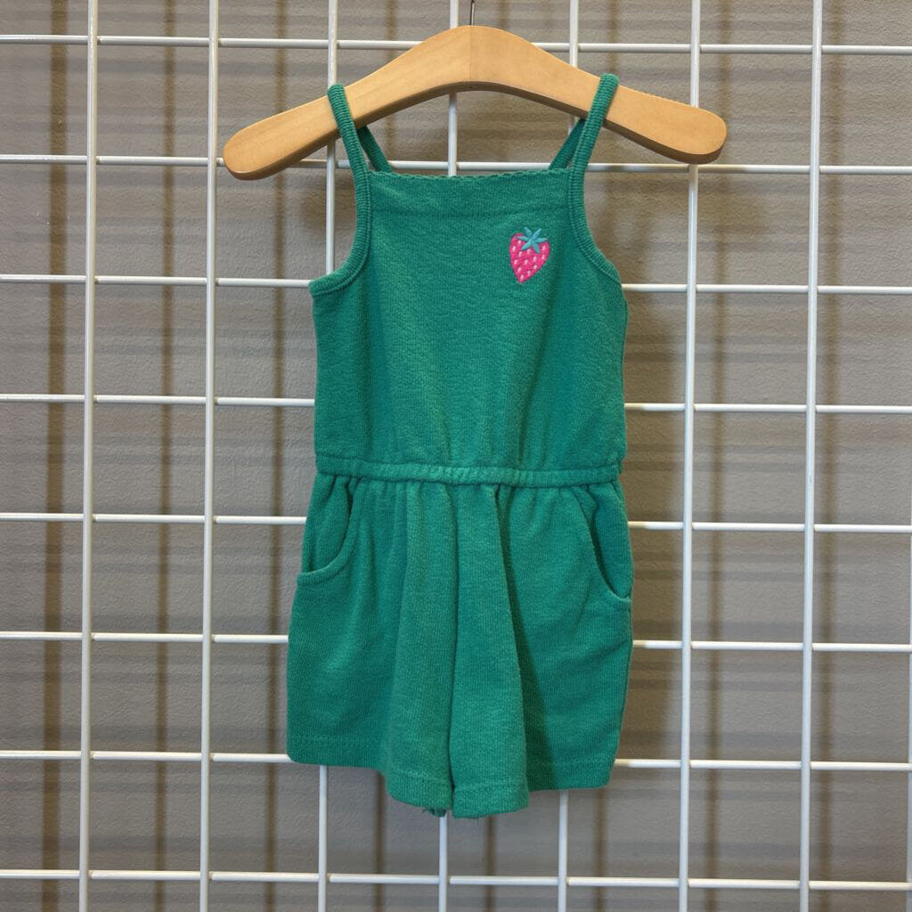 Cat & Jack Strawberry Terrycloth Tank Romper - 12m